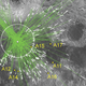 Trajectories of debris (green) ejected from Imbrium basin and forming scars on the Moon’s surface. One set converges on the center, another does not. Image: Peter Schultz